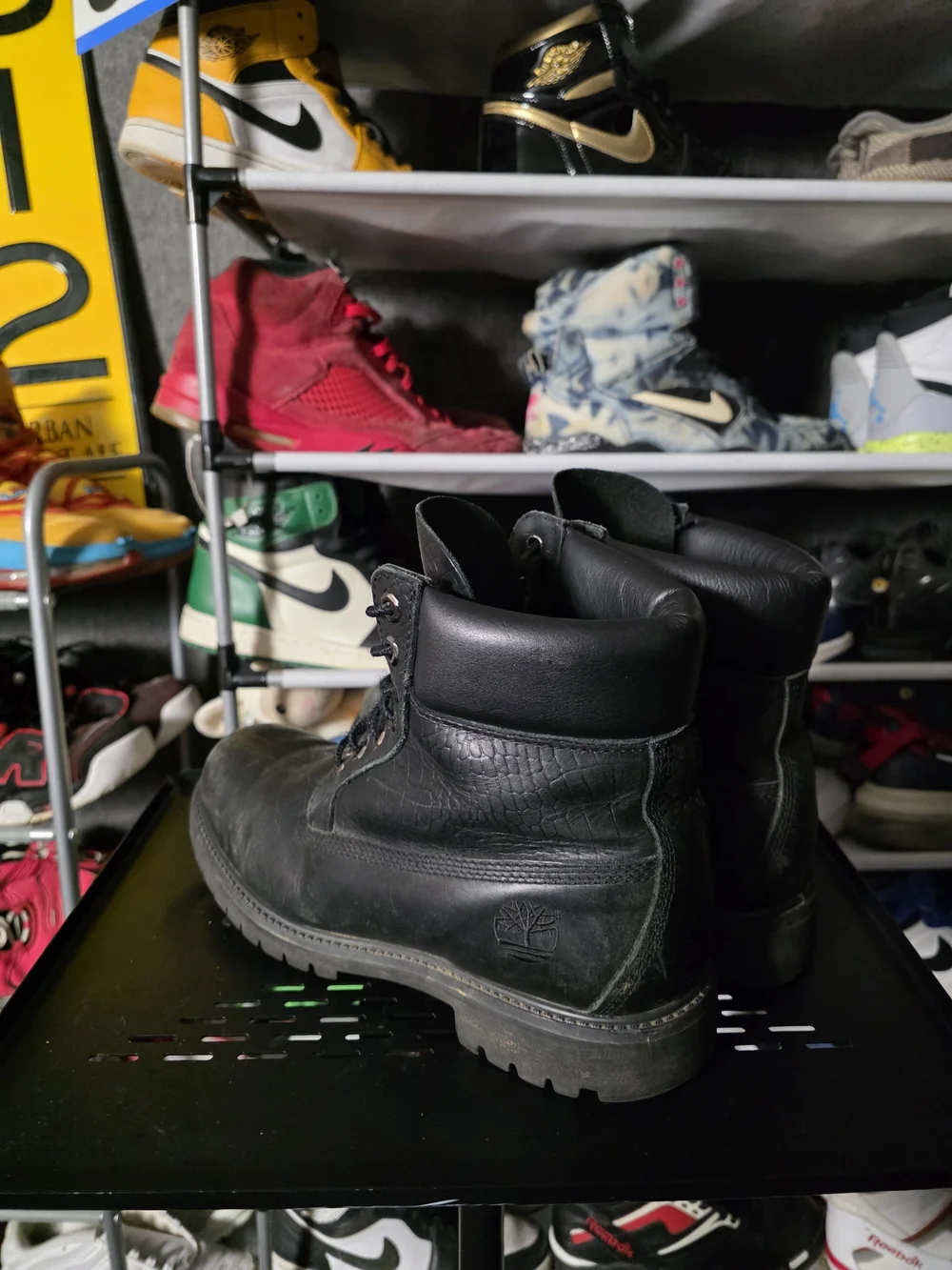 🔥 Timberland Men’s Size 10 Croc Embossed Black Leather Rugged Work Boots